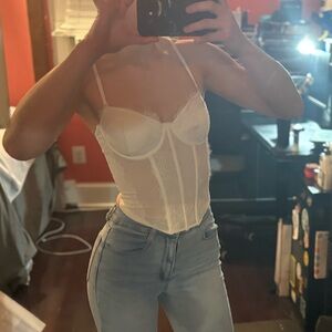 Garage Cream Lace Corset Top